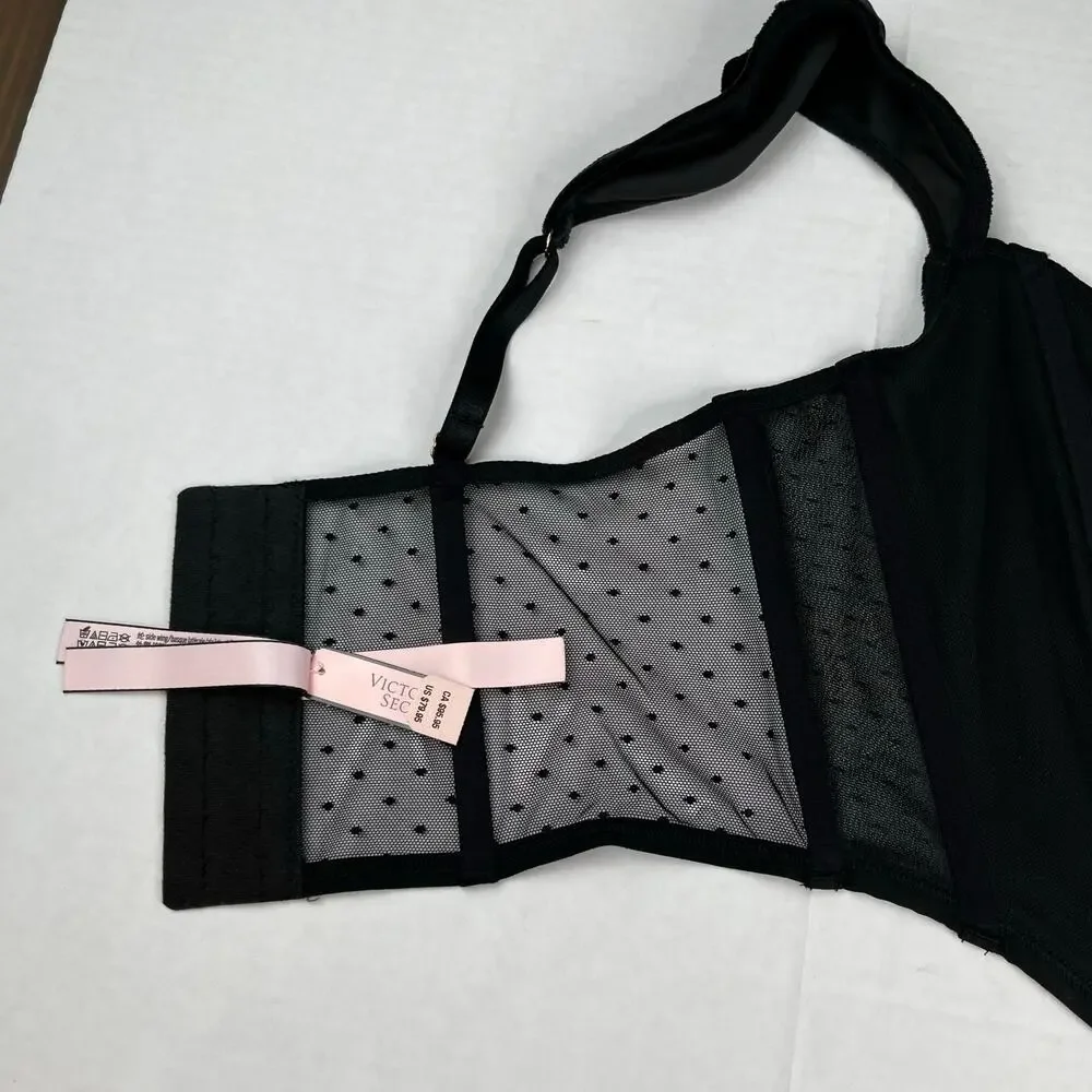 Victoria Secret Dream Angels Black Velvet Corset Top M Coquette Whimsygoth NWT
